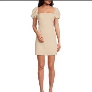 Gianni Bini Evelyn Short Puff Sleeve Square Neck Cutout Tie Back Detail Sheath